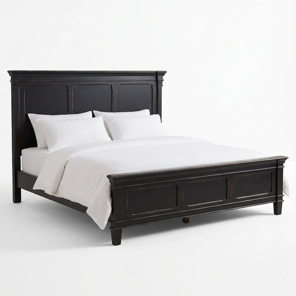 Cressida Antique Black King Panel Bed