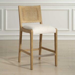 Alternative view of Interweave Oak + Rattan Counter Stool