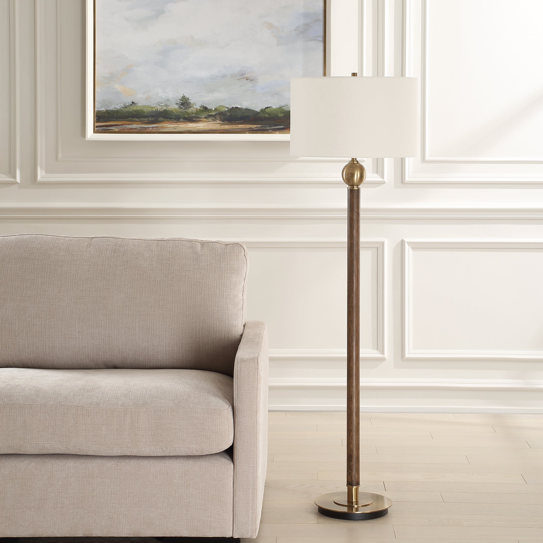 Keros Dark Oak Floor Lamp - Image 3