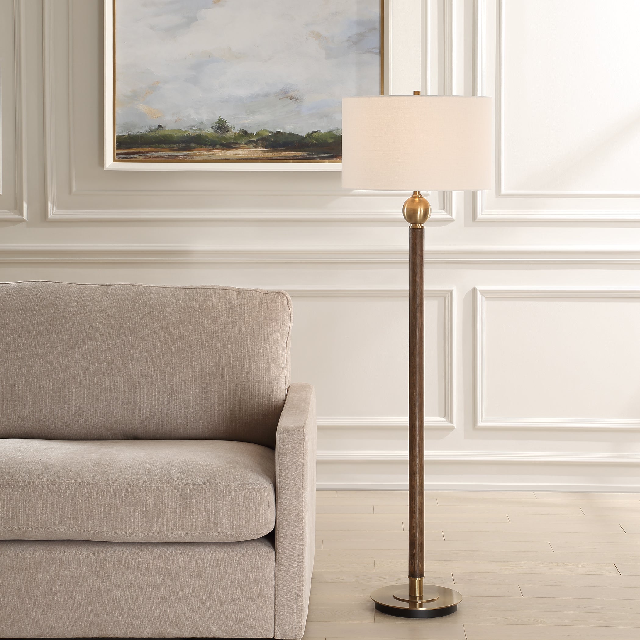 Keros Dark Oak Floor Lamp - Image 2