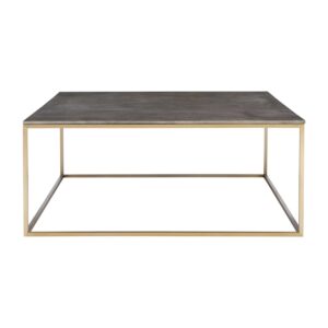 Grey Shagreen & Brass Square Coffee Table