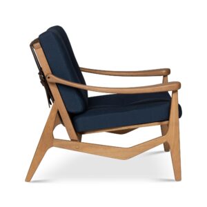 Alternative view of Modern Brazilian Romeo Navy Blue Upholstery Pecan Frame Accent Chair