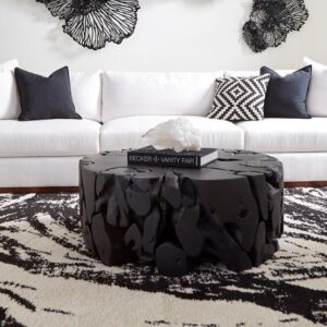 Alternative view of Teak Chunk Round Coffee Table: Black
