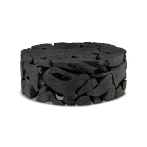 Teak Chunk Round Coffee Table: Black