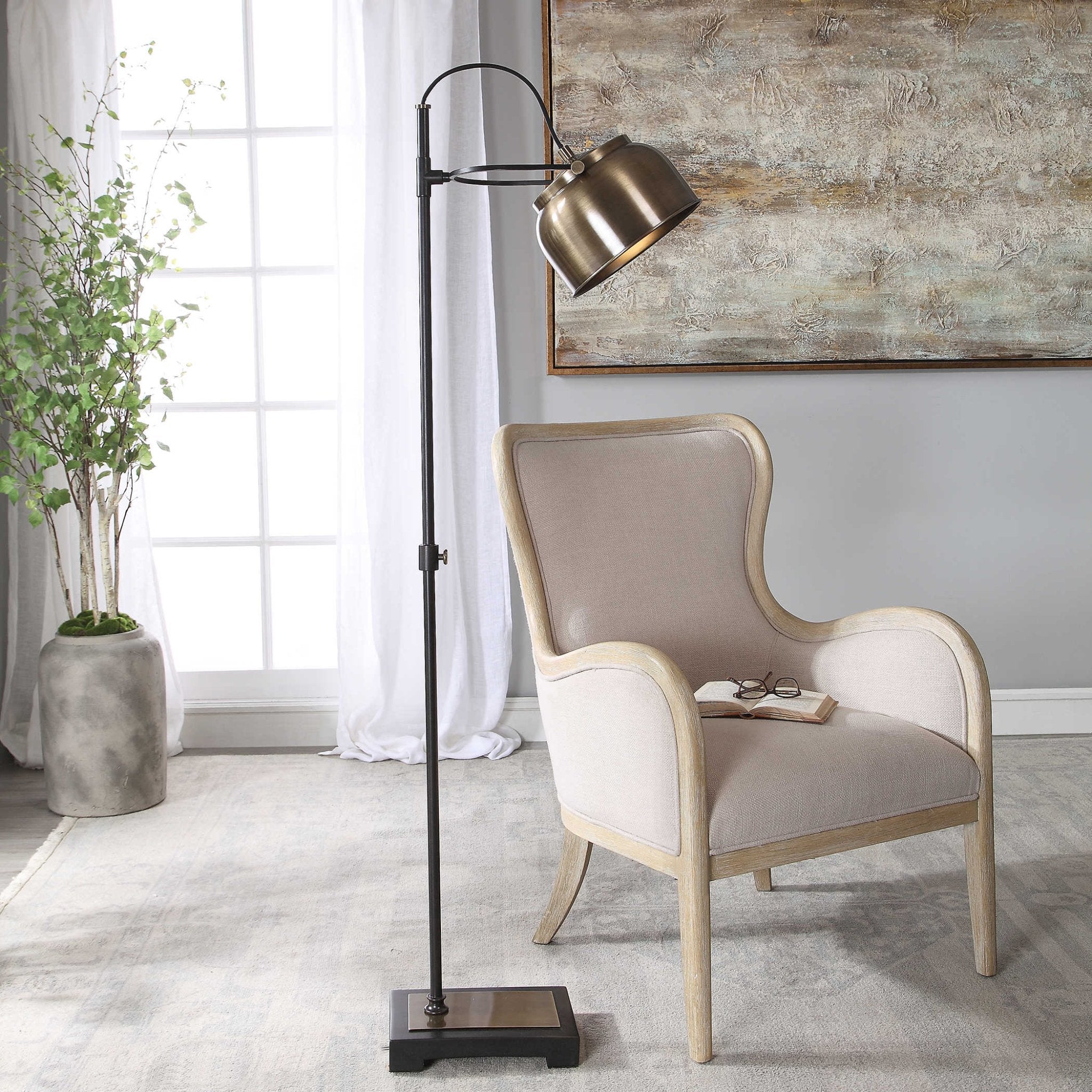 Vintage Brass Industrial Floor Lamp - Image 2