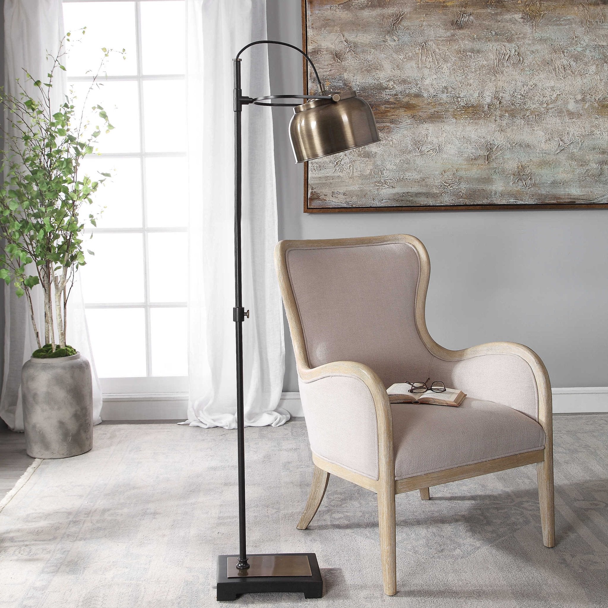 Vintage Brass Industrial Floor Lamp - Image 3